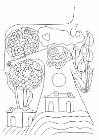 LDA2-S03 02 – Blue Girl with house and flowers